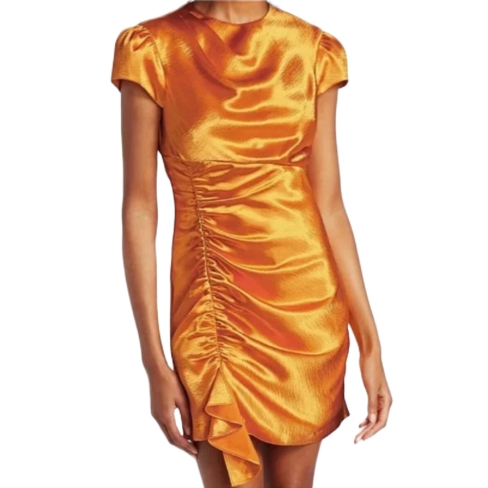 ❤️SPECIAL❤️NWT. CINQ À SEPT Natalia Dress In Orange Hammered Satin